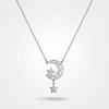 QIAOREN 11952 Elegant Boho Celestial Moon Star Pendant Necklace Gold Stainless Steel Hollow Filigree Jewelry Gift for Women