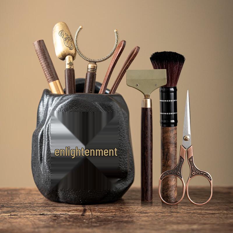 Handun Black Pottery Ebony Tea Six Gentlemen Tool Set
