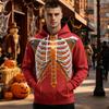 Men's Halloween Funny Skeleton Print Long Sleeve -Lined Pullover Hoodie with Pocket