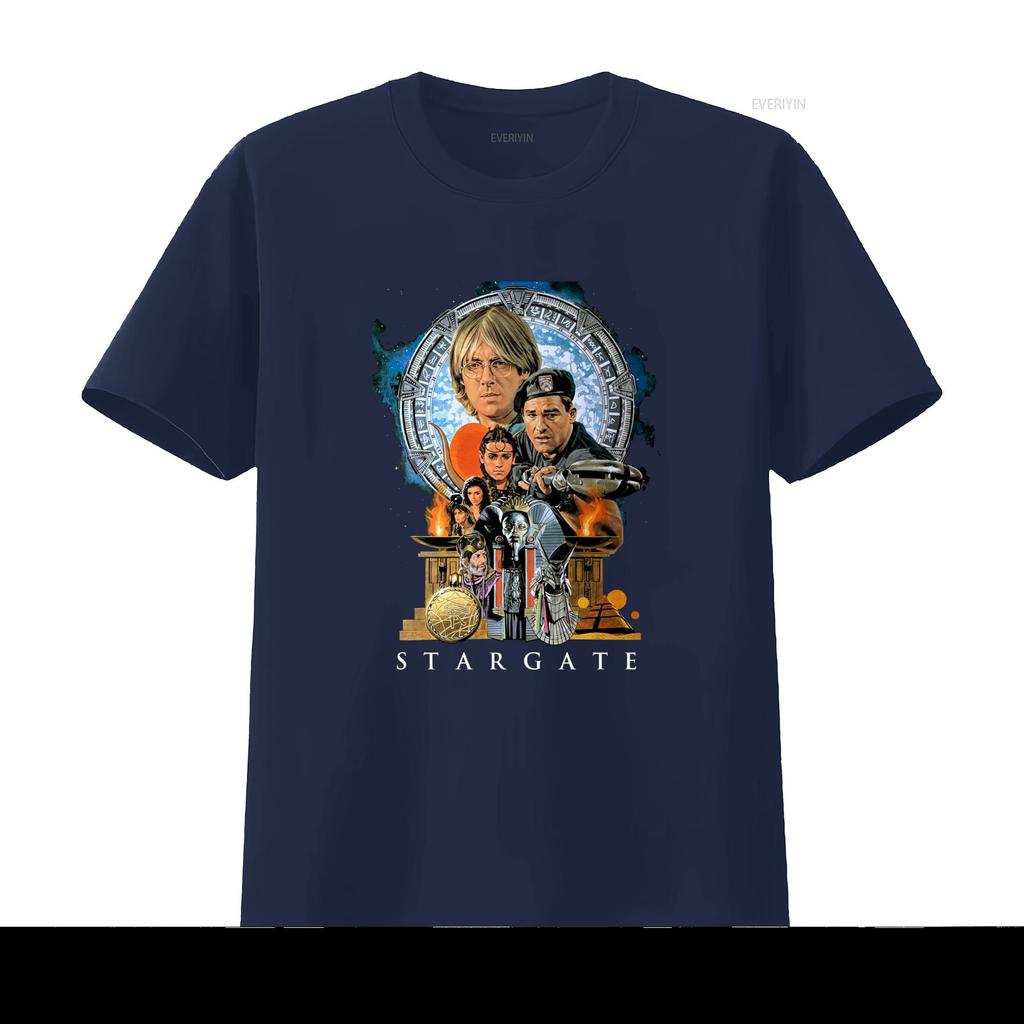 Stargate Sci Fi Movie Black T Shirt with Iconic Characters Design Size S 5XL Vintage Washed Fashion Top For Everyday Wear
