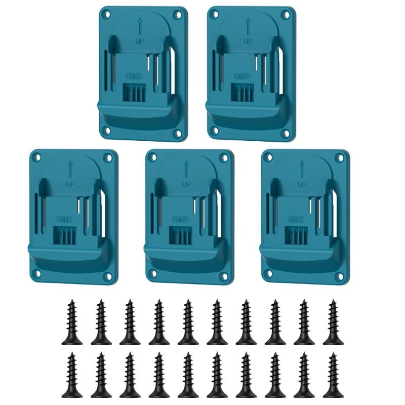 

Practical ABS Wall Brackets Organizers 5 Pack For 18V Power Tool Storage Easy Installation Solid Mounting System синий
