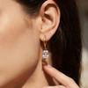 HTKE09 316L Stainless Steel Rectangle Cubic Zirconia Dangle Huggie Earring Hypoallergenic Radiant Cut CZ Drop Earrings for Women