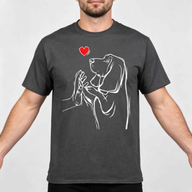 Unisex 100 Cotton O Neck T Shirt Basset Hound High Five Hand Red Heart Graphic Pet Dog Lover Casual Male Short Sleeve Tee Tops