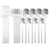 16Pcs Black Cutlery Set Knives Forks Tea Spoons Tableware Set Stainless Steel Matte Dinnerware Set Party Kitchen Silverware Flatware Set