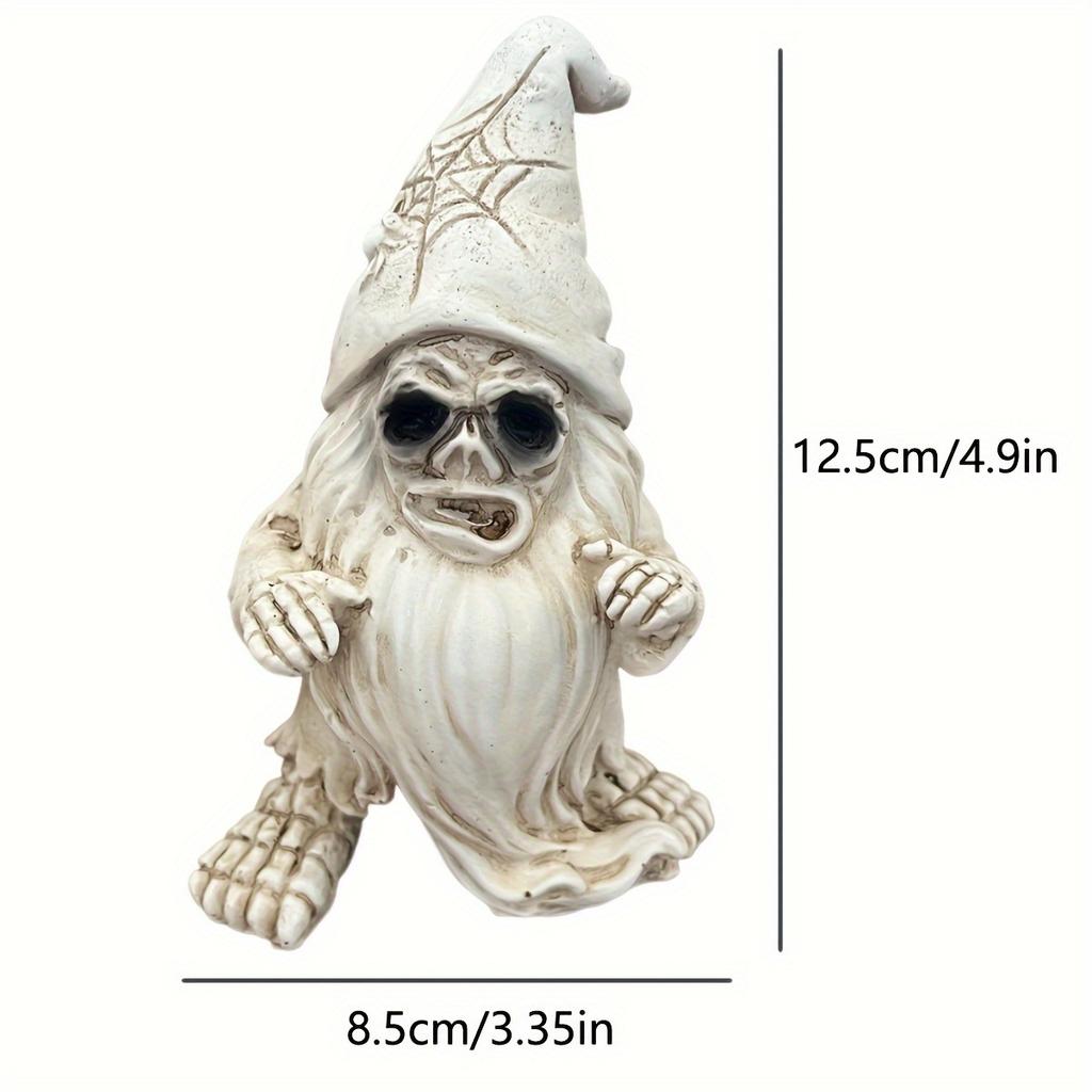 1pc Halloween Estilo Vintage Resina Gnome Viejo Estatua, Blanco Barbudo Enano Estatua, Decoración De Halloween