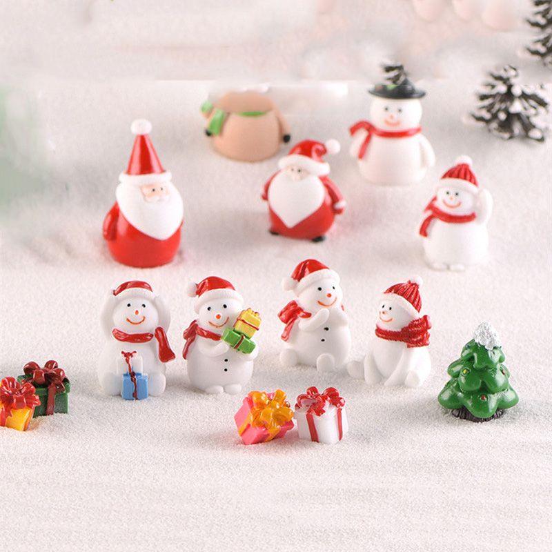 Christmas Tree Santa Claus Snowman Ornaments Miniature Garden Decor Figurines