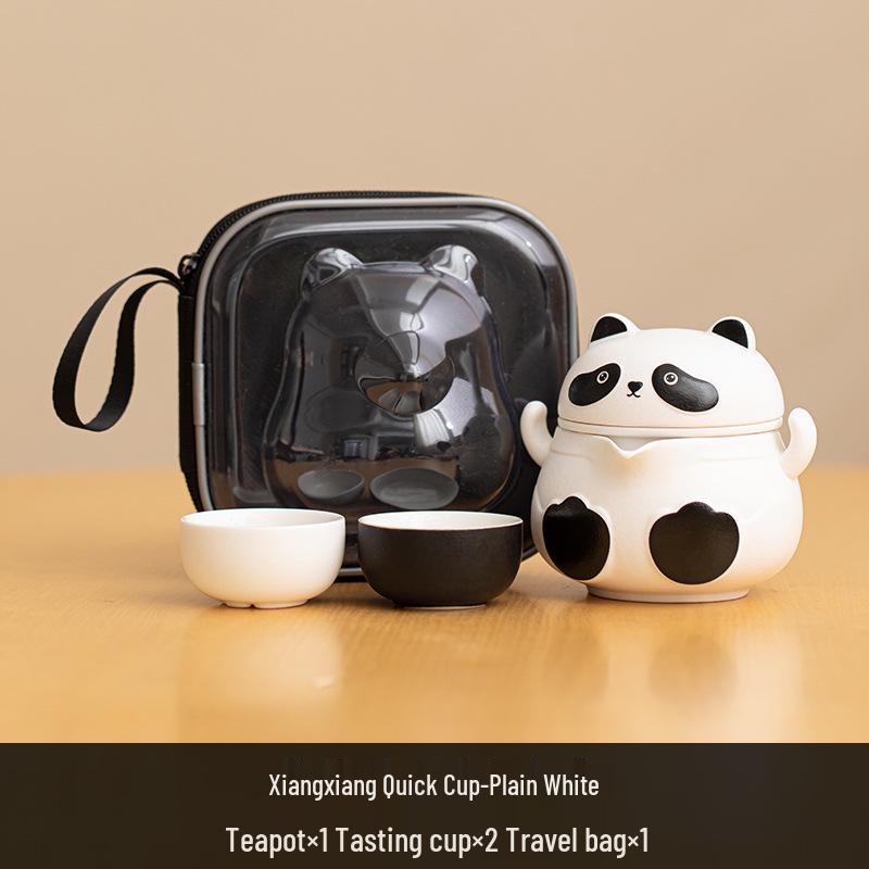 Panda Travel Tea Set: Portable Outdoor Teapot & Teacups for Camping - Elegant & Cute Design for Ladies
