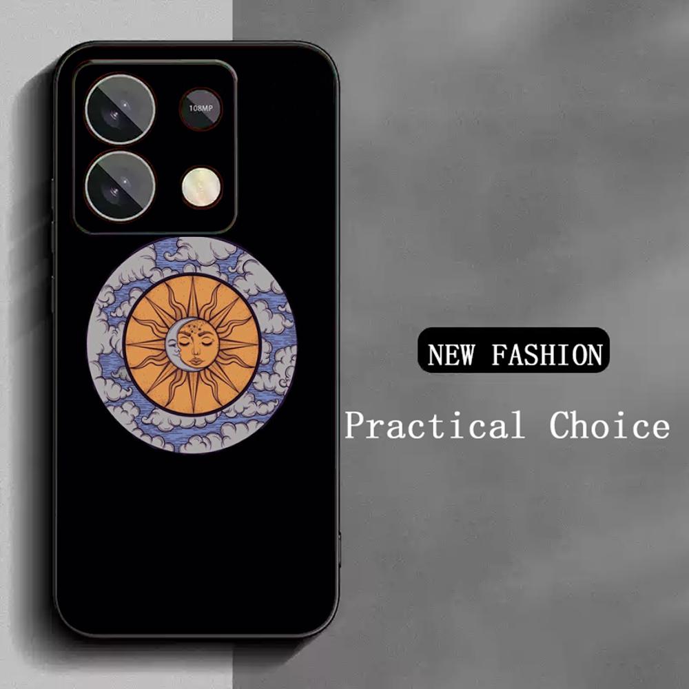 

Sun Vintage art fashion design Phone Case For Redmi Note 14 13 12 11 Pro Plus S 5G 14C A3 Soft Black Phone Cover Redmi Note 13 4G