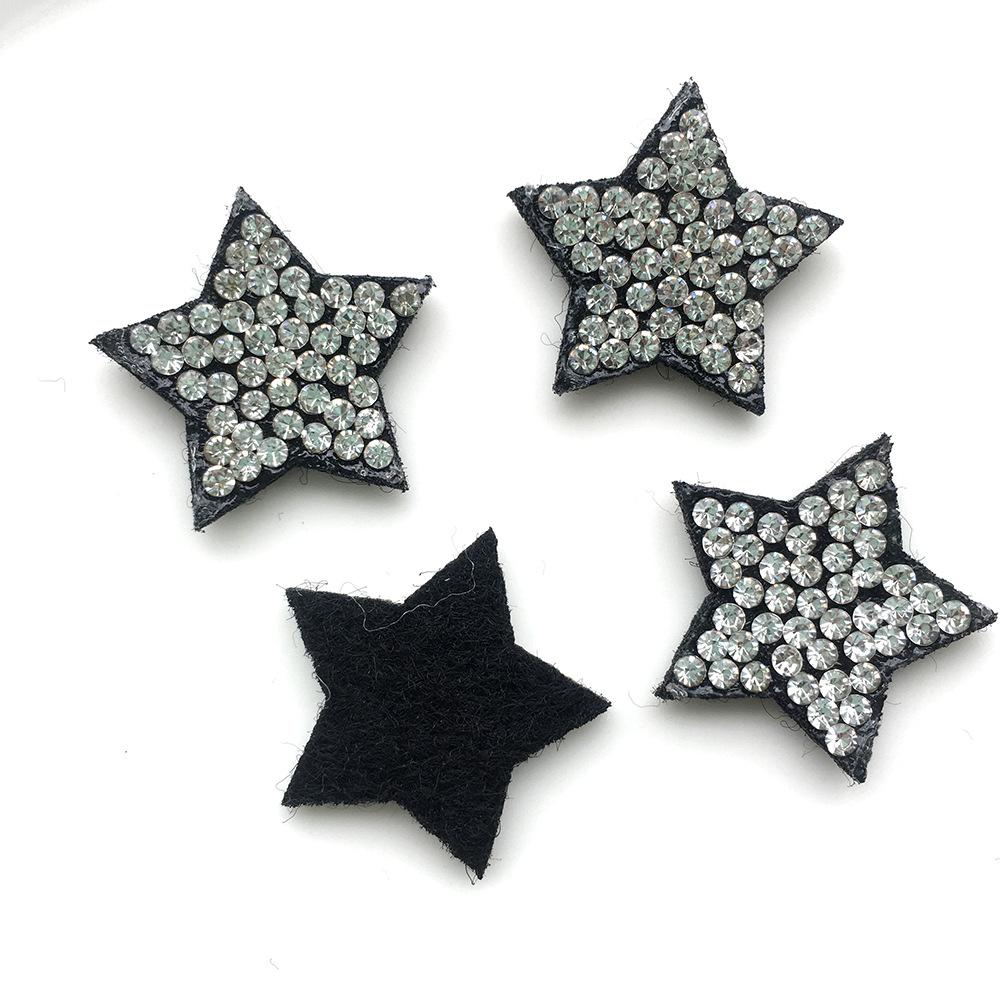 100Pcs Black Star Flatback Stickers Silver Color Rhinestones for DIY Hair Accessories Beads