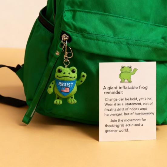 Frog Plush Keychain Soft Portable Eco-Friendly Reminder Toy with Inspiring Card Resist Change Message