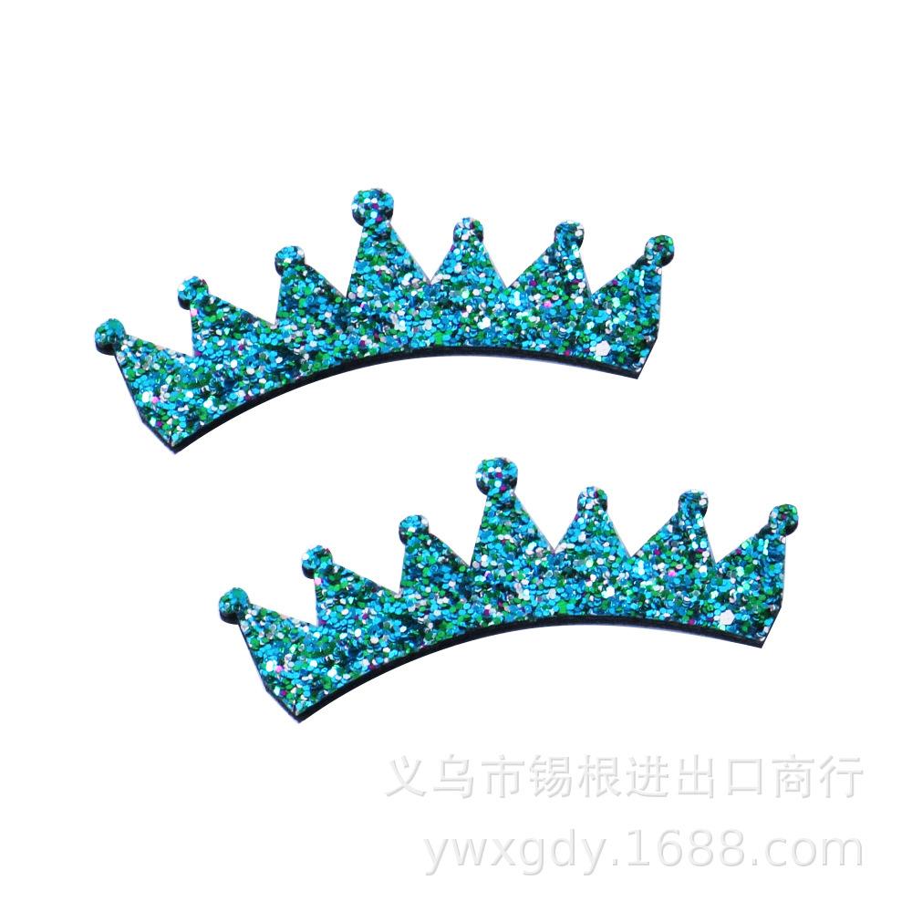 Handmade Multi-Color Glitter Crown Hair Clips for Girls
