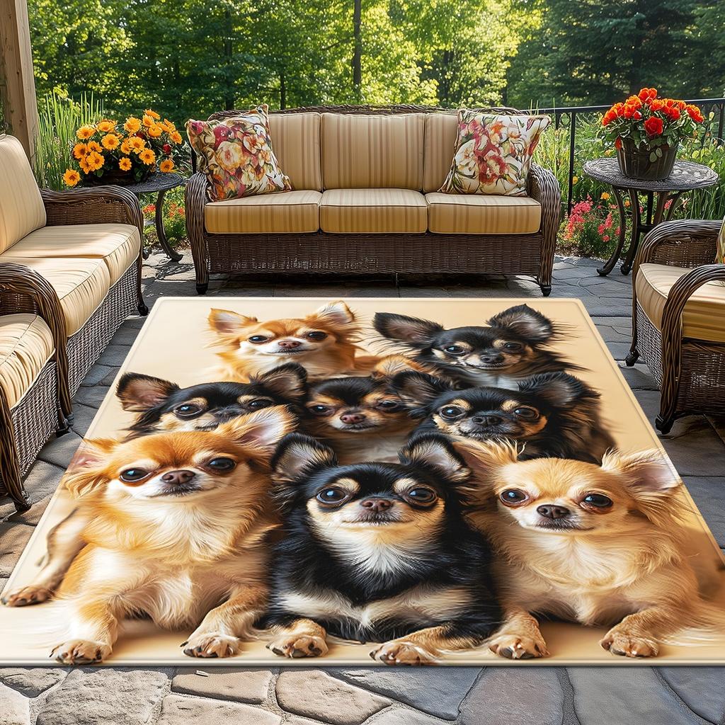 Cute Chihuahua Dog Print Crystal Velvet Rug For Gamer Room Pet Lover Home Decor Soft Anti Slip Floor Mat Animal Themed Carpet
