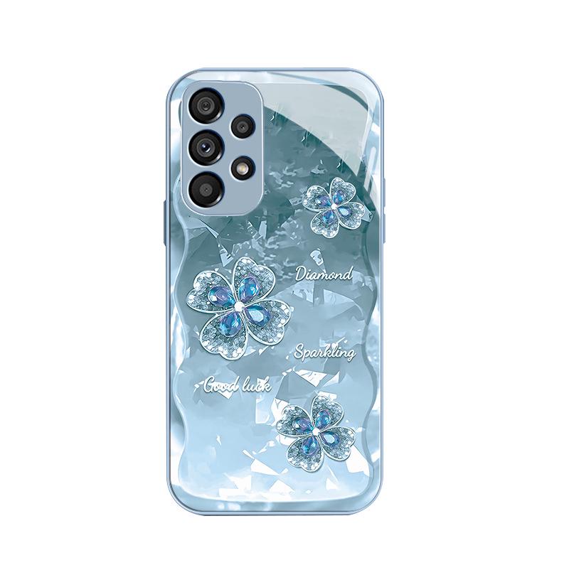 Samsung S23 Plus/Galaxy 23 Ultra Four-Leaf Clover Glass Case with S8 Lens Protection - Advanced Anti-Fall Design