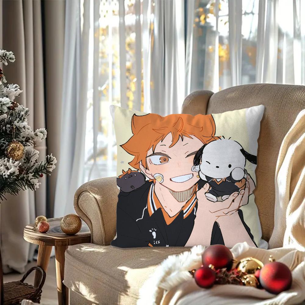 Haikyuue Hot Blooded Anime Pillow Case Square Pillow Bedroom Sofa Leisure Comfort Cushion Car Living Room Home Decoration 40X40