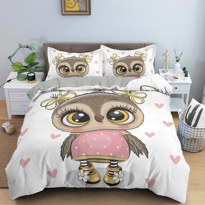 Cartoon Owl Bedding Set Boys Girls Twin Queen Size Duvet Cover Pillowcase Bed Kids Adult Fashion Home Textileextile