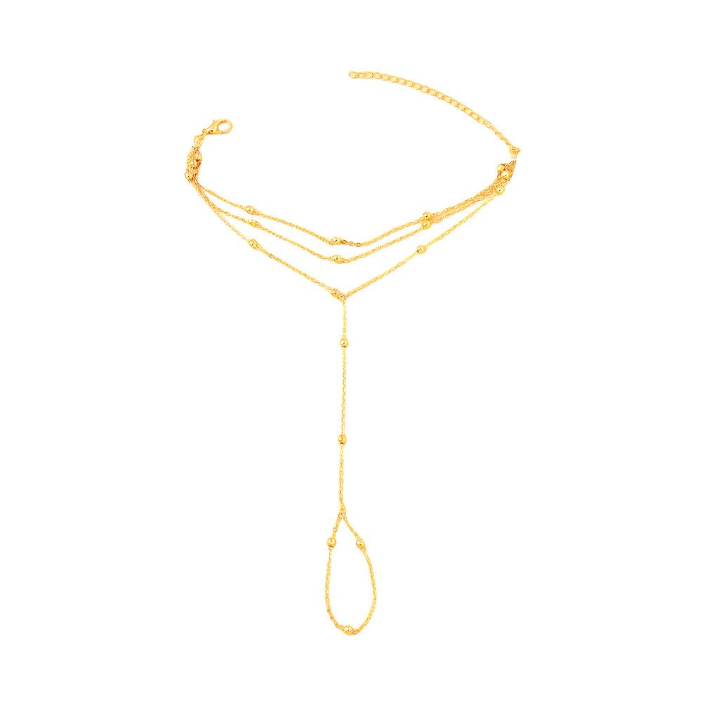 Simplicity Multi-Layer Metal Beades Bracelet for Women Trend Gold Silver Color Bracelet Connect Finger Ring Jewelry Accessories