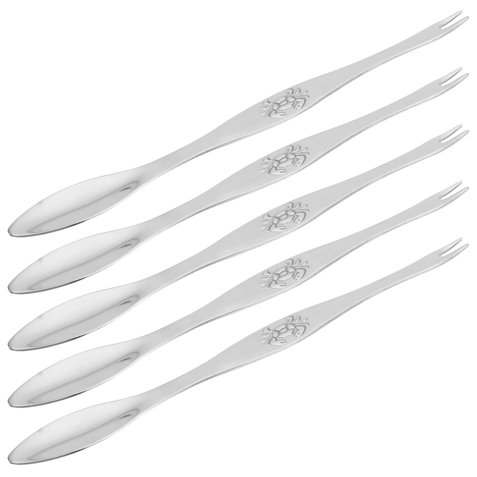 5 Pcs Stainless Steel Crab Fork Walnut Cracker Tool Peeling Eating Gadget Forks