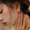 925 Sterling Silver Piercing Crystal Flower Hoop Earring For Women Party Wedding New Jewelry eh1348