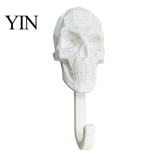 Stabiler PLA Totenkopf Hänger Wandhaken, 3D Gedruckter Gotischer Dekorativer Klebe Haken Halter für Schlüssel, Schwerlast Hakenhalter, Montierter Aufbewahrungs Organizer für Zuhause Schlafzimmer