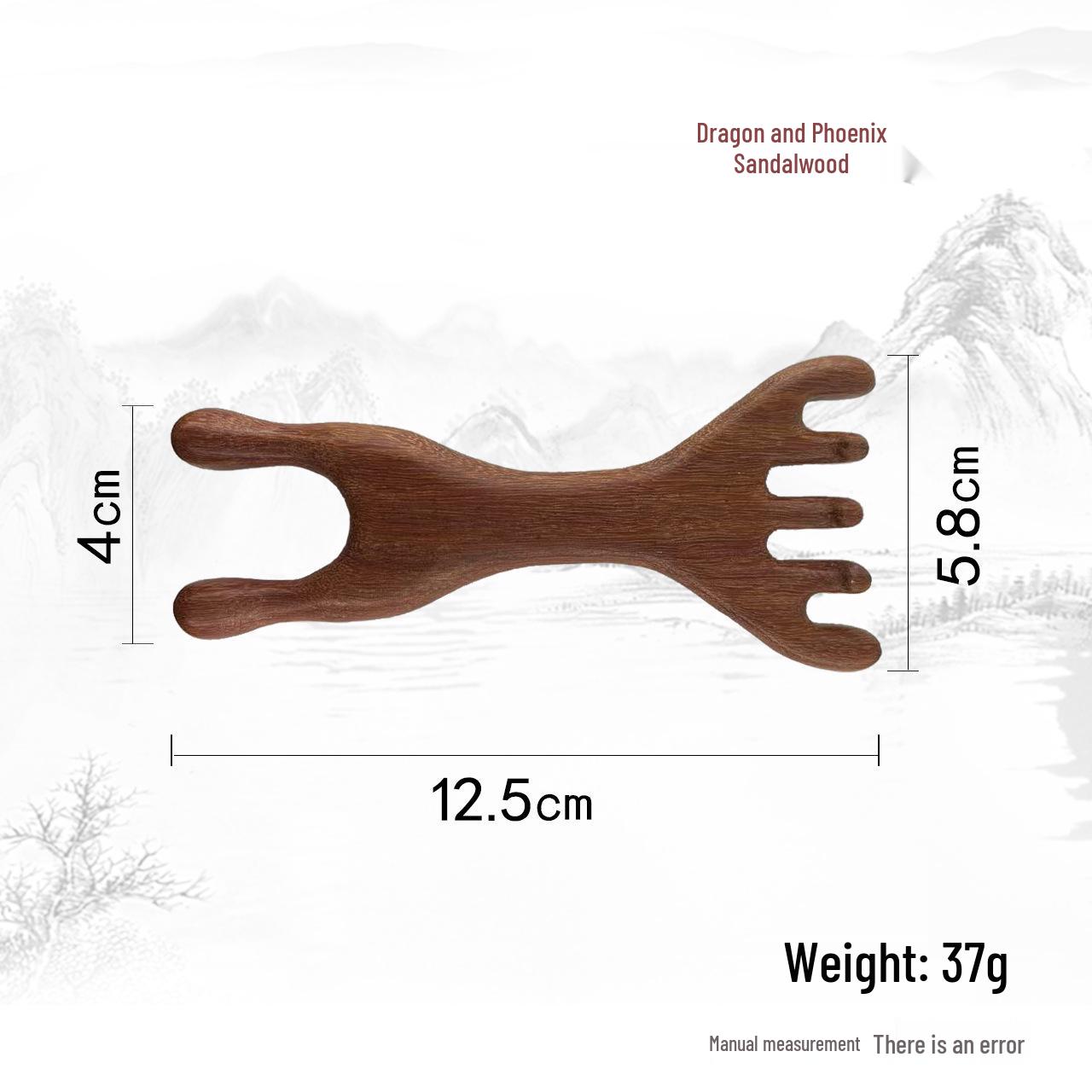 

Гребень для массажа кожи головы из сандалового дерева и рога лягушки - Инструмент для меридианной терапии и гуа-ша 12*6.7cm