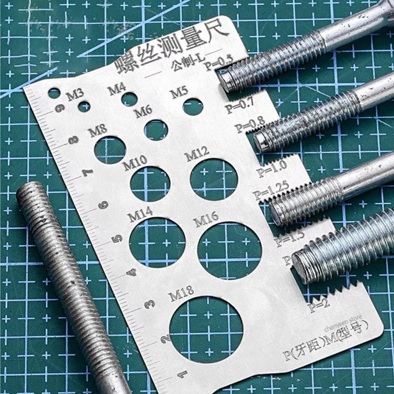 1pcs For Measuring Screw Pitch Bit Bolt Nut Screw M3-M18 Thread Checker Screw Measurement Ruler Stainless Steel Caliper Metric