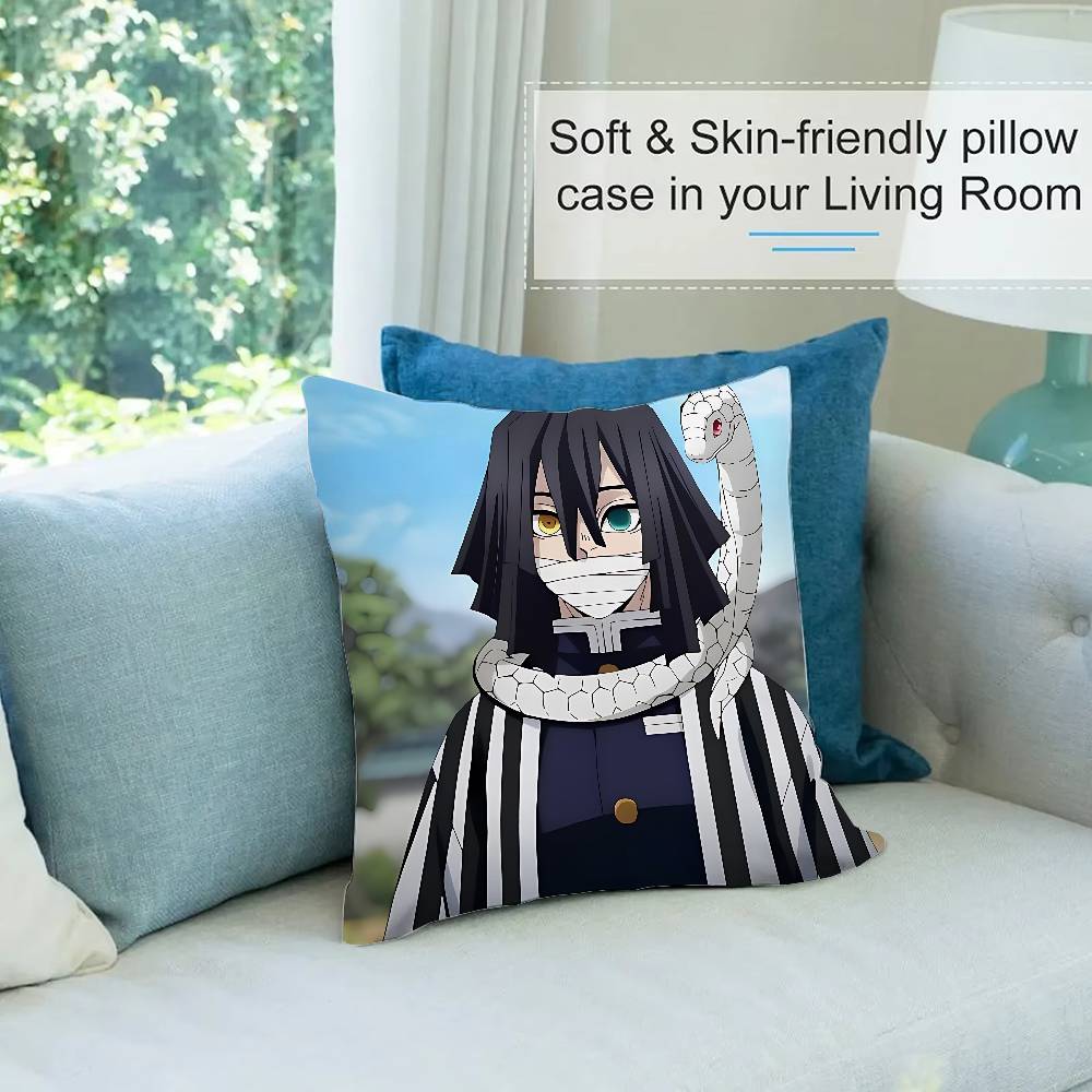 Cool Iiguro Obanai Pillow Case Cushion Cover Soft Cute Throw Pillow Case For Car Sofa Pillowcase Polyester With Zipper