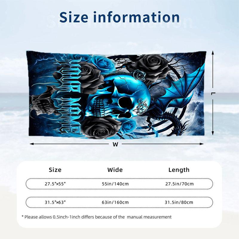 Dragon Phoenix Theme Beach Towel Personalized Custom Name & Text Soft Quick Dry Beach Towel for Swimming Travel