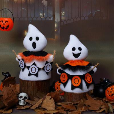 Halloween Plush Ghost Figurine Cute Small Ghost Statue Handmade Ghost Doll Table