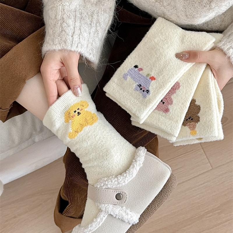 Australian Fleece Socks Boneless Medium Tube Socks Fleece Thickened Warm Confinement Socks Fluffy Home Sleep Floor Socks
