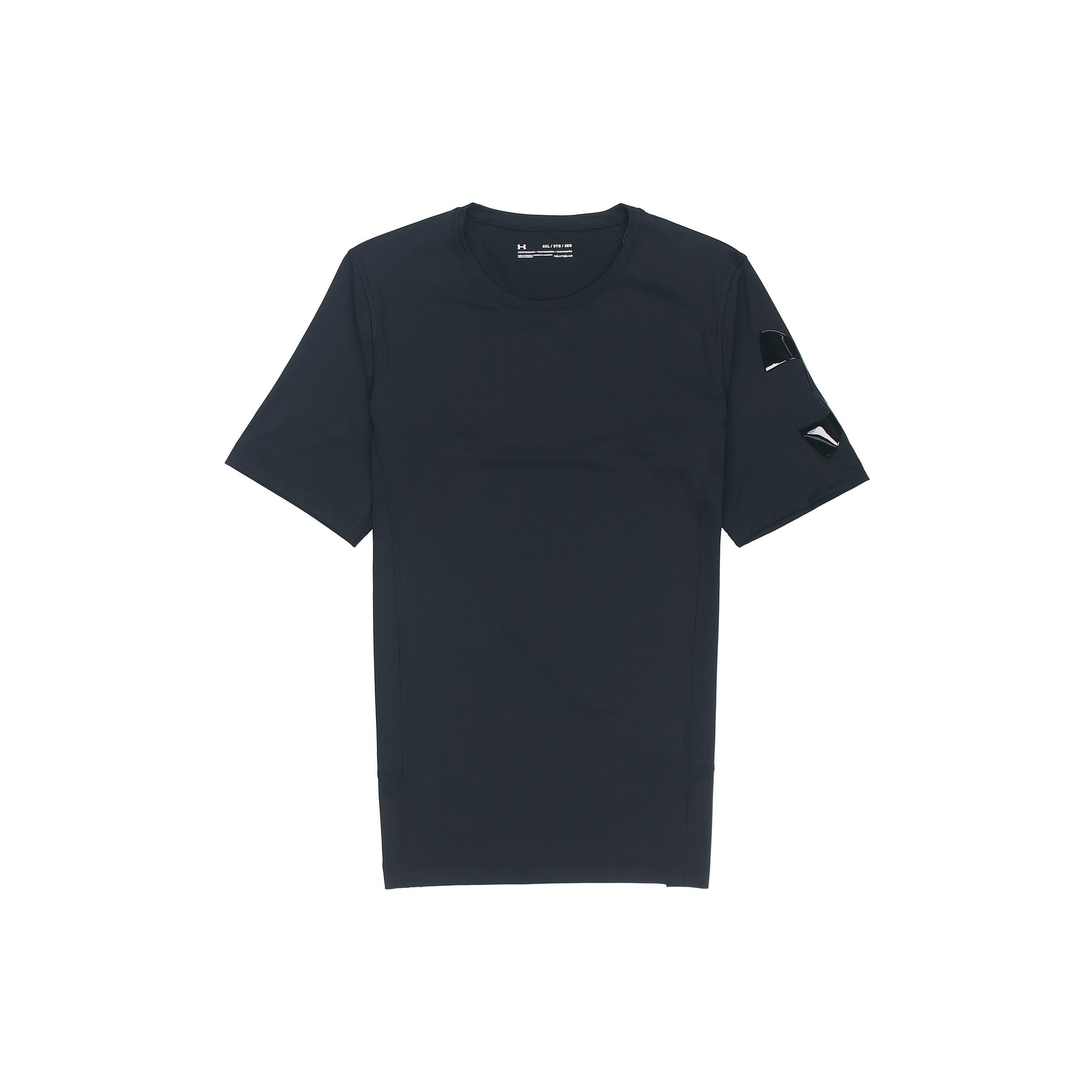Men s Under Armour Casual Breathable Round Neck Tight Sports Short Sleeve Black 1351815-001 M
