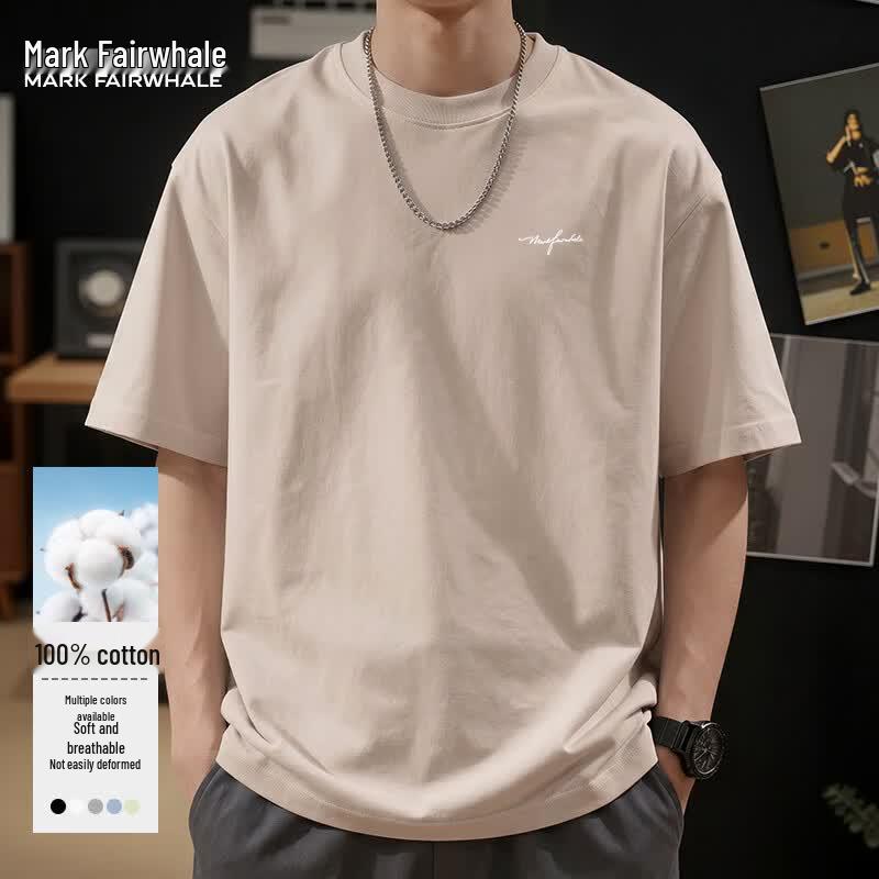 Mark Fairwhale Men s Letter Graphic Short Sleeve T-Shirt 5XL песочный