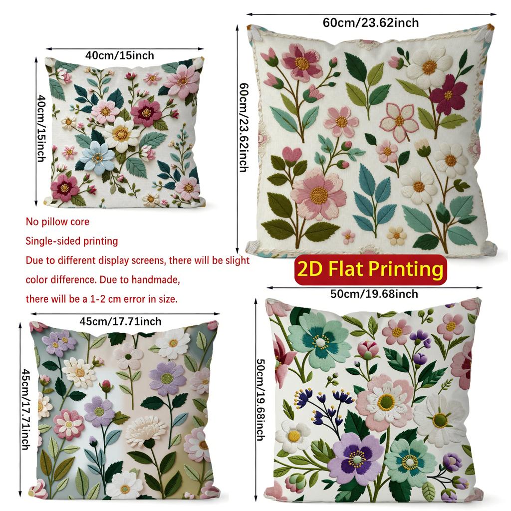 2D Vintage Floral 2D  Print Throw Pillow Covers Pattern Cushion Cover Suitable For Sofa Bedroom Car Pillow Cover