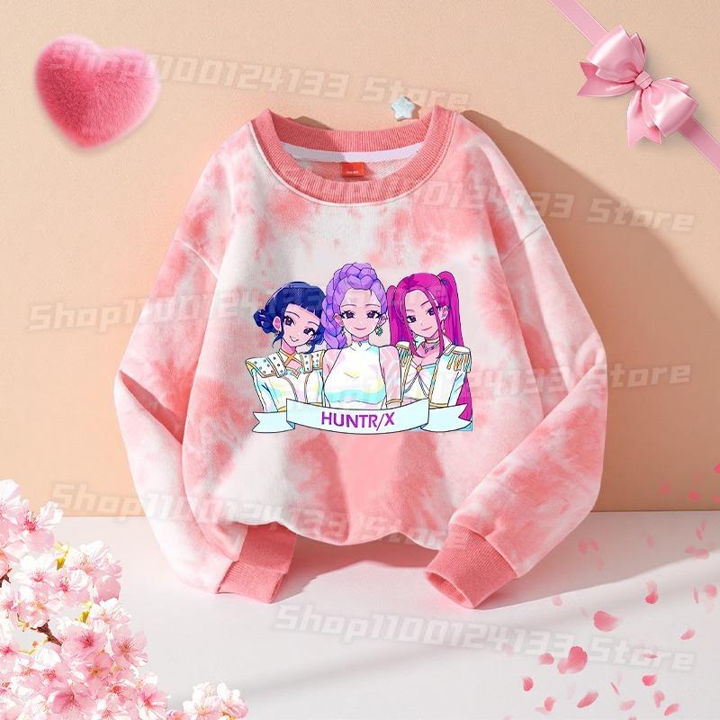 Spring And Autumn Demon Hunter Streetwear T Shirt Girl Cute Anime Print Kid Game Y2K Kawaii Tie-dye Women's Outdoor Pullover Long Sleeve Top Clothes