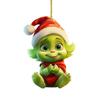 Acrylic Flat 2D Christmas Tree Pendant, Mirror Green Hair Monster - for Holiday Decorations, Halloween, Thanksgiving Flat Christmas Tree Pendant