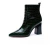 Fashion Sexy Ladies Pumps Winter Shoes Red Green Blue Classic Womens Ankle Boots Block High Heels Pointed Toe  Boots 2024