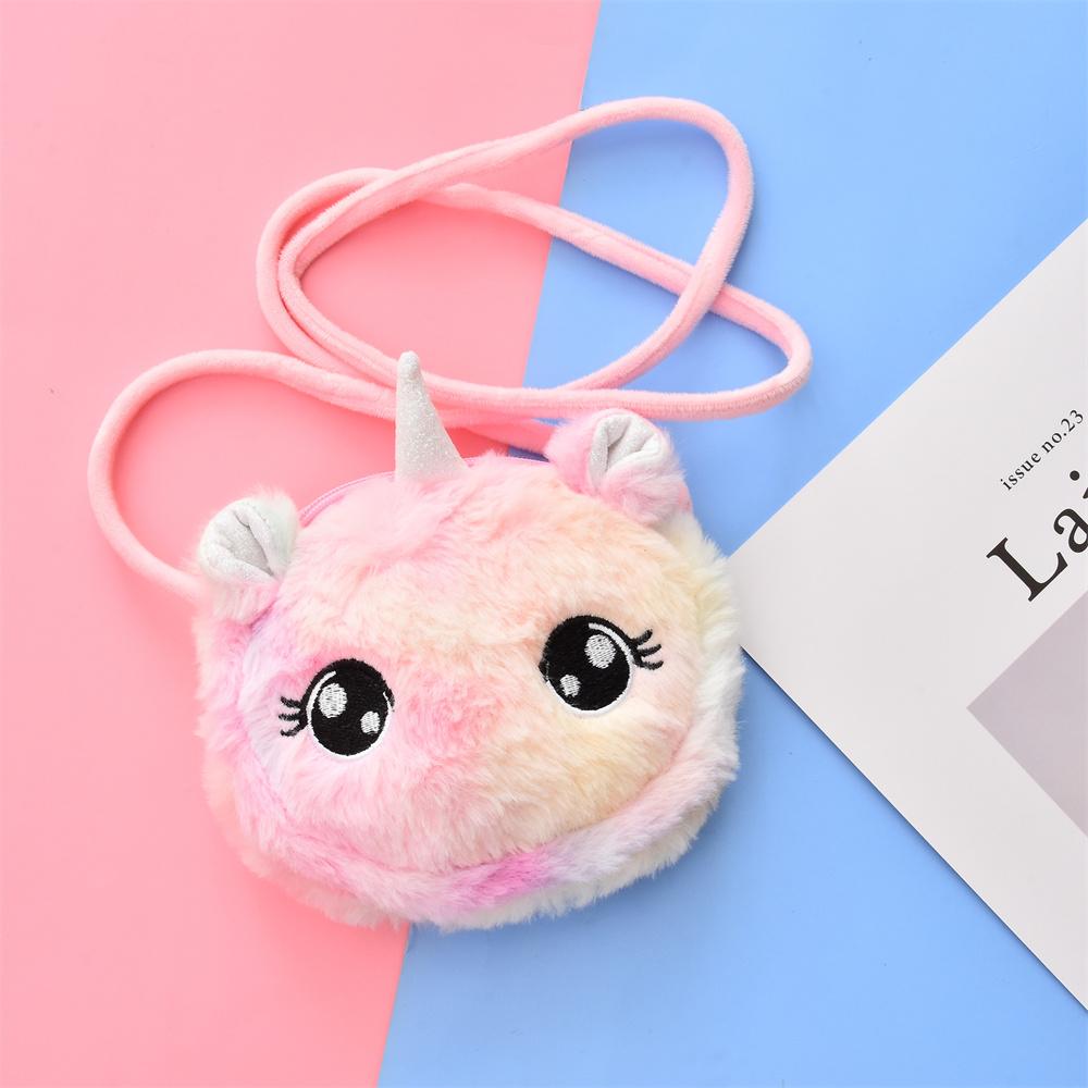 Cute Unicorn Plush Crossbody Bag Corduroy Square Phone Purse Cartoon Mini Shoulder Bag For Women Girls