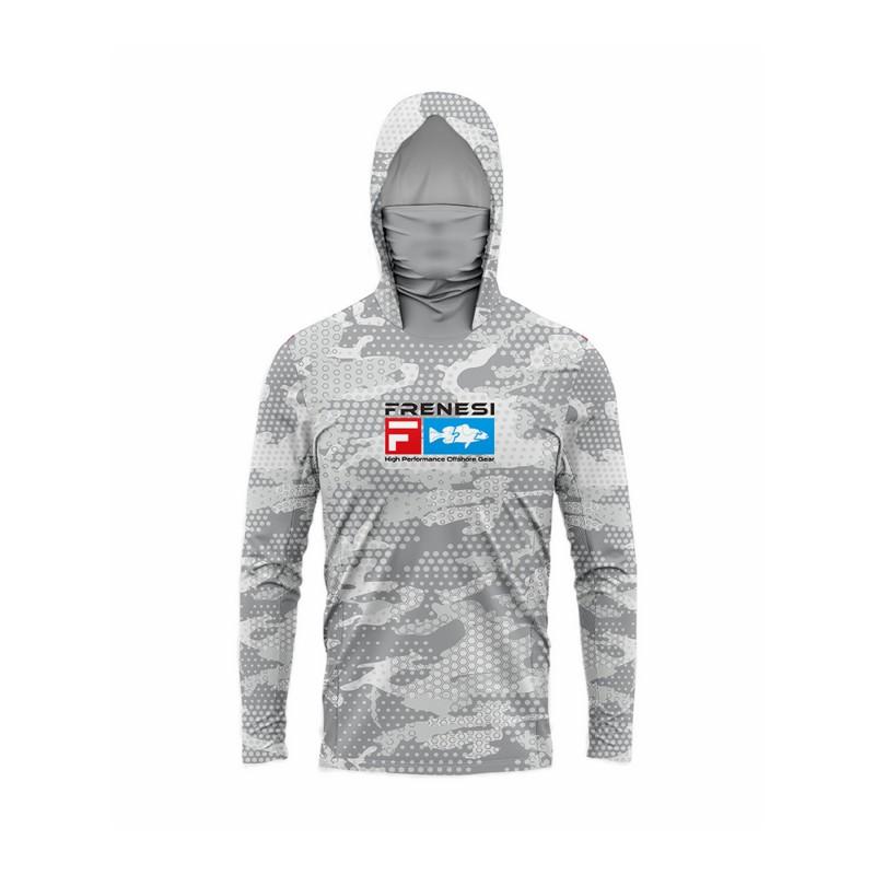 Mens Quick-Dry UV Protection Fishing Hoodie With Face Cover Long Sleeve Camo Outdoor Sport Shirt Hiking Camping
