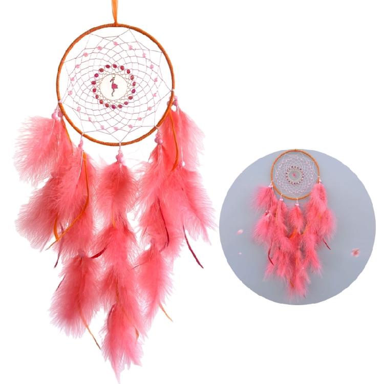Unique Feathered Dreamcatchers with Flamingo Charm for Enhancing Home Aesthetic in Children Room or Study Area Ornament