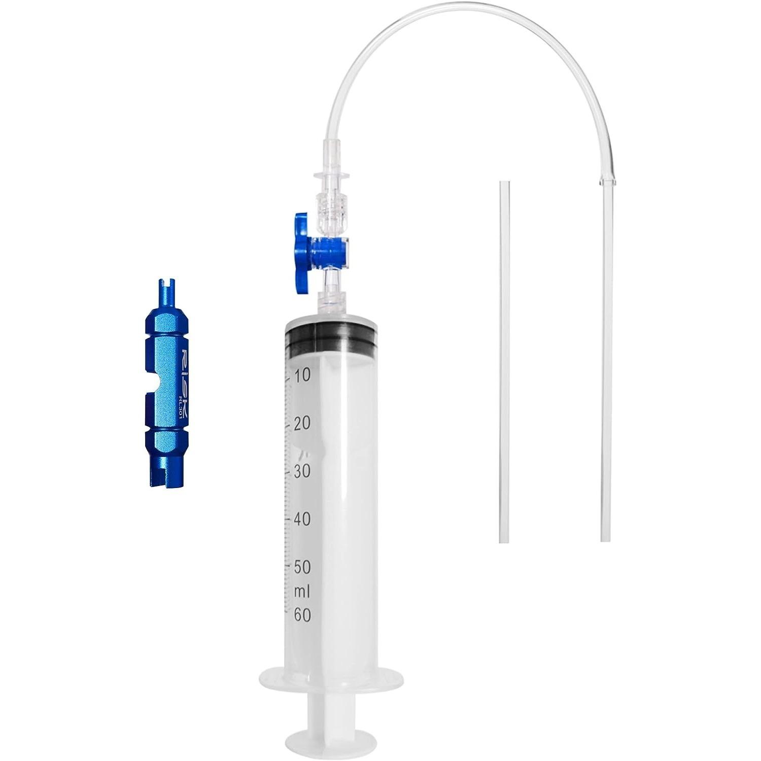 

60ML Bicycle Tubeless Sealant Syringe Injector Kit Tire Sealant Syringe with Valve Insert Removal Tool for Bicycle Repair Tubeless Valve 15x15.5cm,Tool+valve core білий/синій