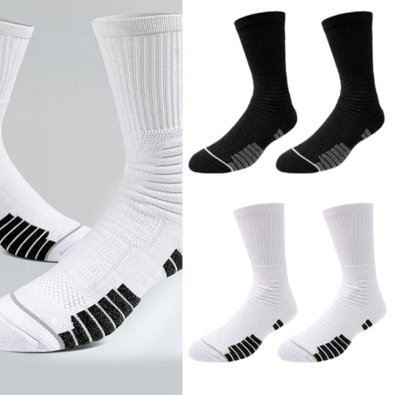 Natural Cotton High Tube Sports Socks Reinforced Heel Toe Antis Odor Daily Workout Basics