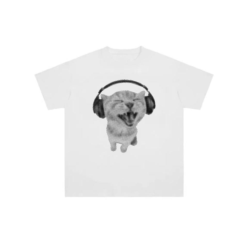 Cats Series Cute and Fun Printed Heavyweight ShortSleeved TShirt for Men and Women LooseFitting and Uncommon Style Top