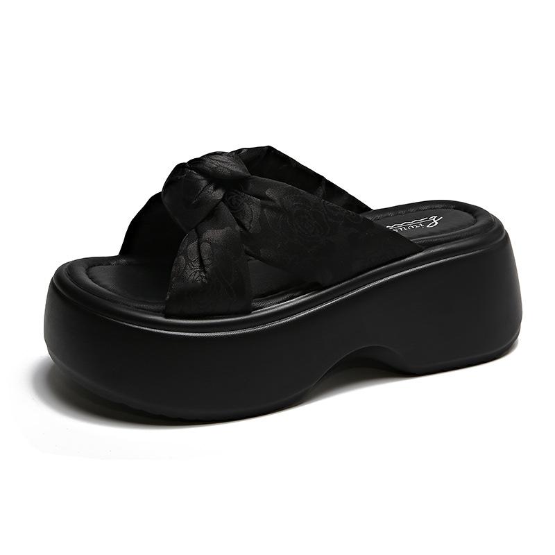 Platform Slippers Women's Sandals Women's New Muffin Cool Slippers High Heel Temperament Beach Shoes