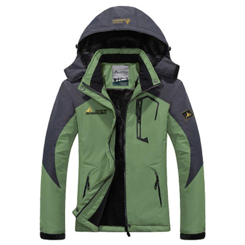 Wish Outdoor Jacket Men's Large Size Plus Velvet Mountaineering Jacket Windproof Jacket Warm Thickened Cotton Jacket for Men