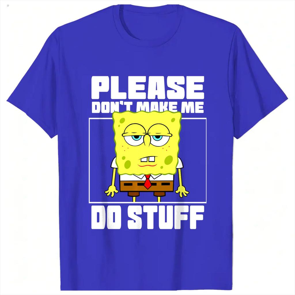 Unisex T Shirt Spongebobs Please Dont Make Me Do Stuff T Shirts Popular Summer Tee Shirt Vintage Pattern Cotton Tops Plus Size