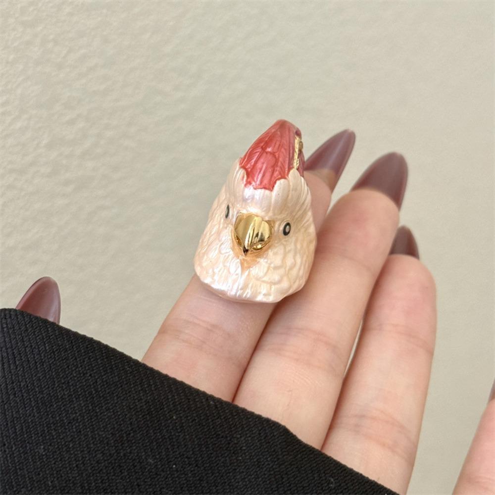 Kawaii Exaggerated Ring Geometric Chunky Enamel Ring Personality Parrot Drip Oil Ring  Gift