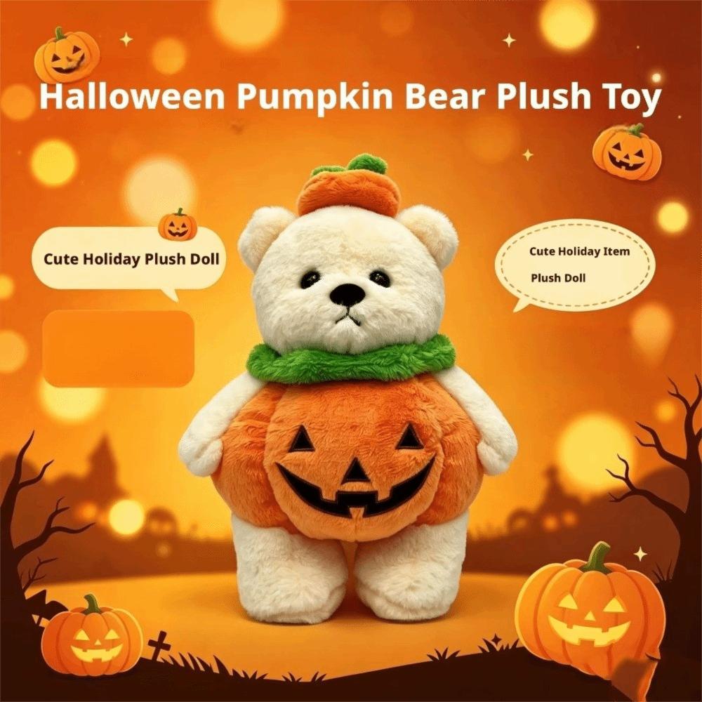 Super Soft Pumpkin Bear Plush Toy Pumpkin Fur Stuffed Animal Plush Pillow Plush Toy  Christmas