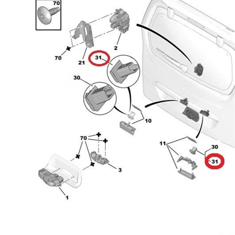Heckklappenentriegelungsschalter 6554ZZ Auto Kofferraumentriegelungsschalter Heckklappe Kofferraum Öffnungstaste für C4 307 407
