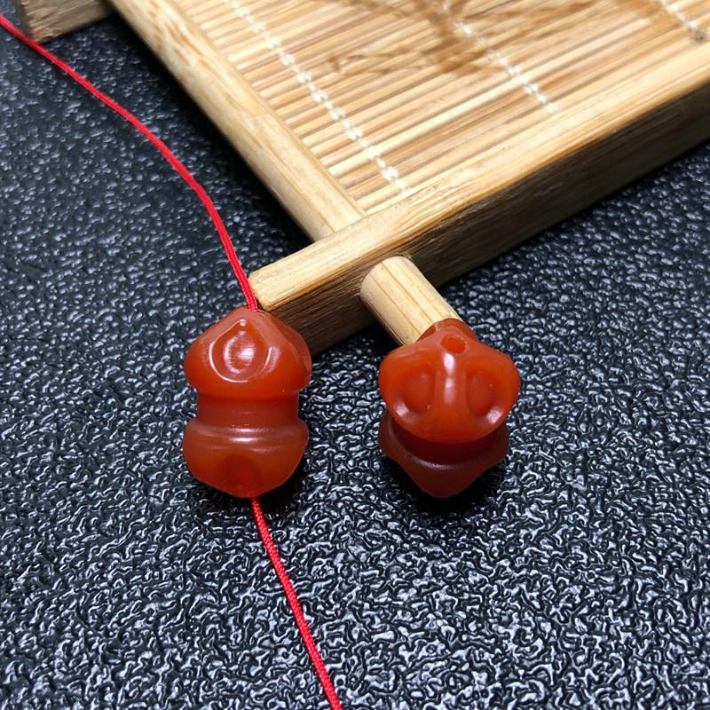 South Red Agate Carved Flower  Dragon Barrel Beads DIY Bracelet Accessories