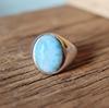 Natural Larimar Signet Ring, 925 Solid Sterling Silver, Oval Larimar Ring, Unisex Handmade Jewelry