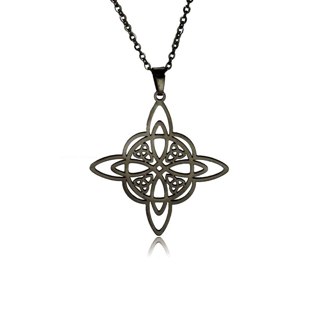 Witchcraft Witches Knot Necklace Stainless Steel Triquetra Celtics Magic Knot Wicca Amulet Jewelry for Women